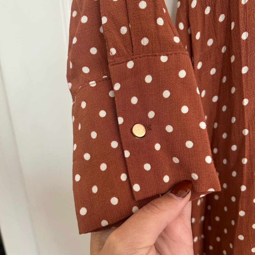 Topshop Rust Dress with Polka Dots - Picture 7 of 9